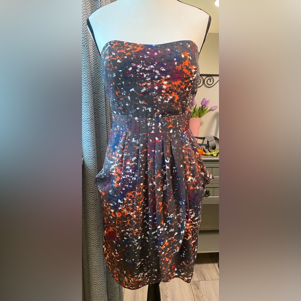 BCBGeneration Draped, Pleated, Sweetheart Neckline, Mini Dress Size 10